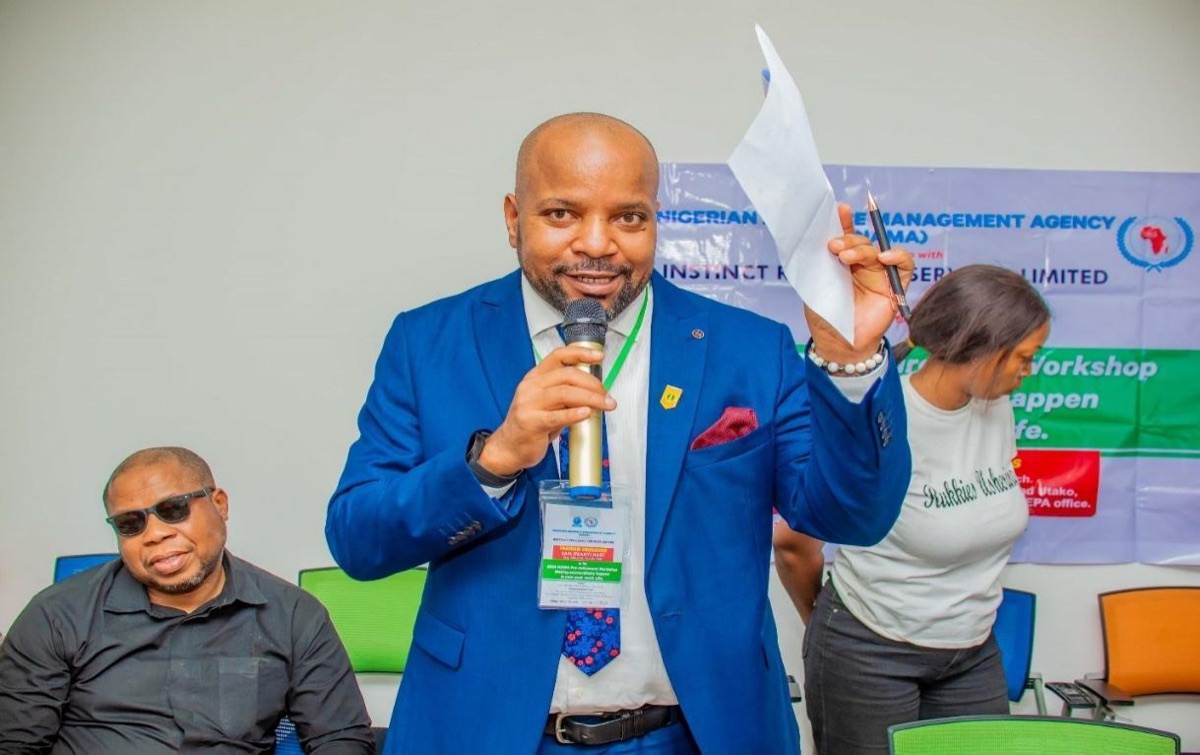 Sam Hart presenting a paper on networking with very important people at the 2024 Nigerian Airspace Management Agency Pre Retirement Workshop organized by Instinct Resource Services Limited.