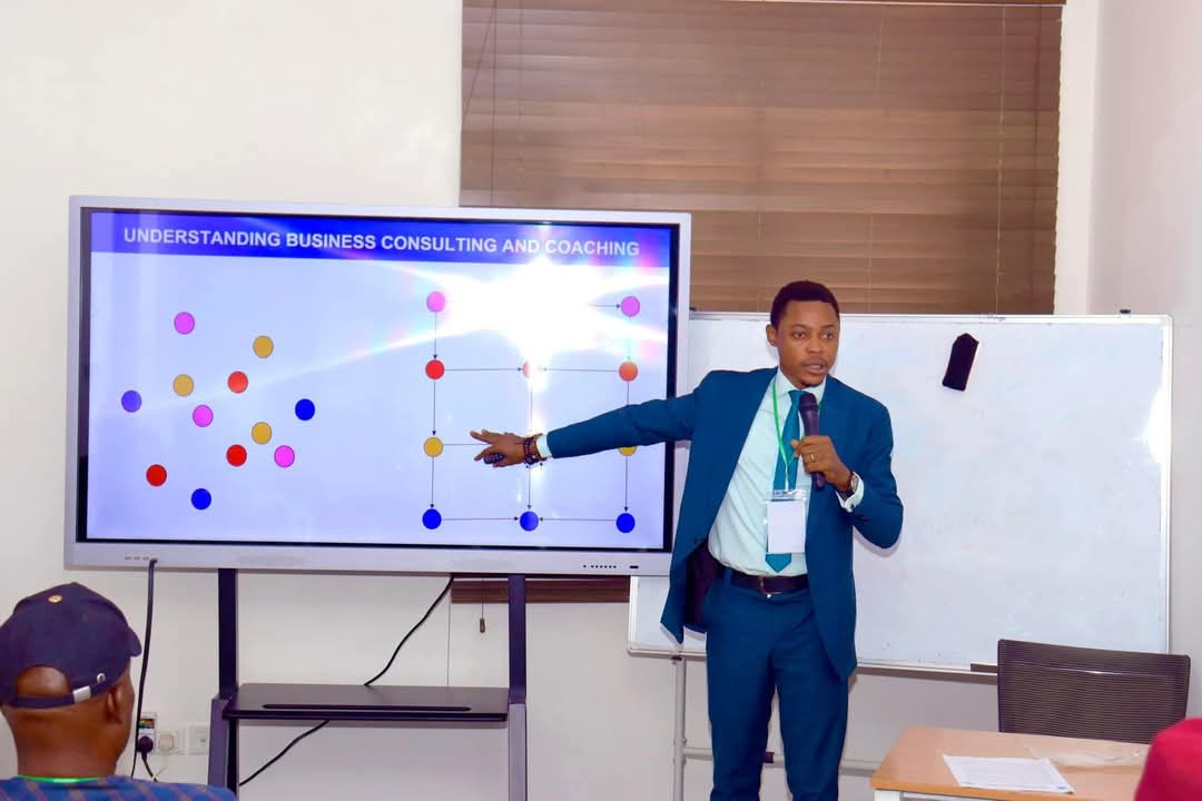 Mr Abraham facilitating a course on establishment of profitable consulting and contract firm during the 2024 pre-retirement workshop organized for the Nigerian Airspace Management Agency (NAMA) staff who are in retirement stage of their career.