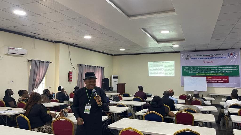 Dr Oracle facilitating a session on Transition Process and Financial Management for Retirement during the 2024 Pre-Retirement Workshop organized by Instinct Resource Services Limited for the potential retirees of the Nigerian Airspace Management Agency.